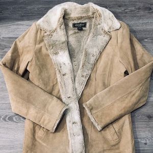 Eddie Bauer Tan Waist Length Leather Jacket